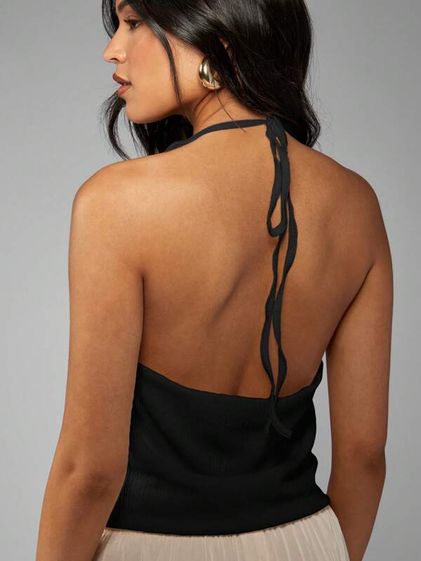 Missguided MISSGUIDED Sleeveless Cowl Neck Draped Backless Tank