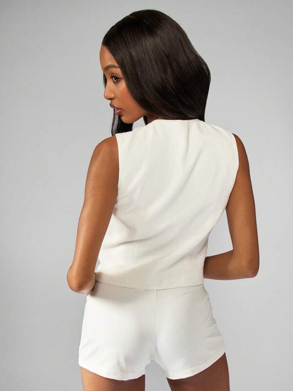 Missguided MISSGUIDED Sleeveless Cropped Nautical Shell Embellished Vest Top