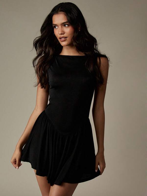 missguided MISSGUIDED Sleeveless Fit And Flare Dress With Ruffle Hem