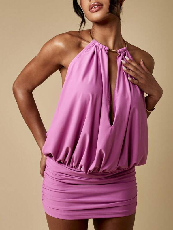 missguided MISSGUIDED Sleeveless Halter Neck Bodycon Mini Dress