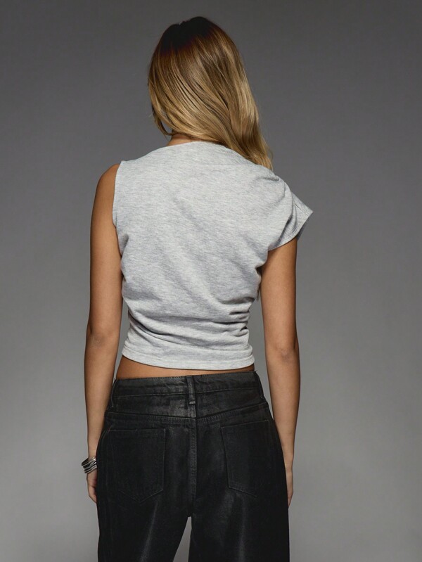 Missguided MISSGUIDED Sleeveless Mock Neck Top With Side Ruching