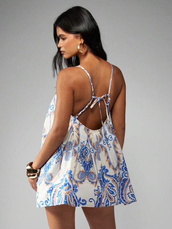 Missguided MISSGUIDED Sleeveless Paisley Print Mini Swing Dress