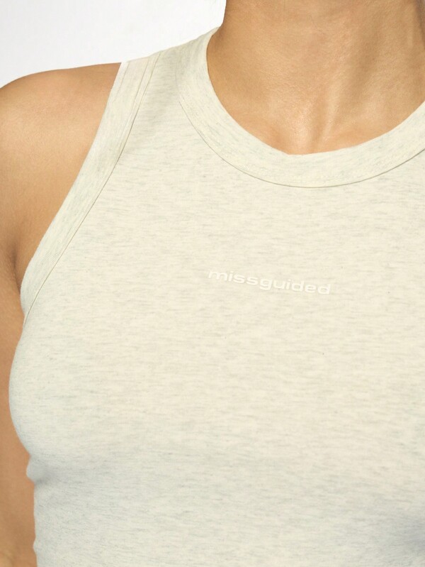 Missguided MISSGUIDED Sleeveless Racer Ribbed Tank Top