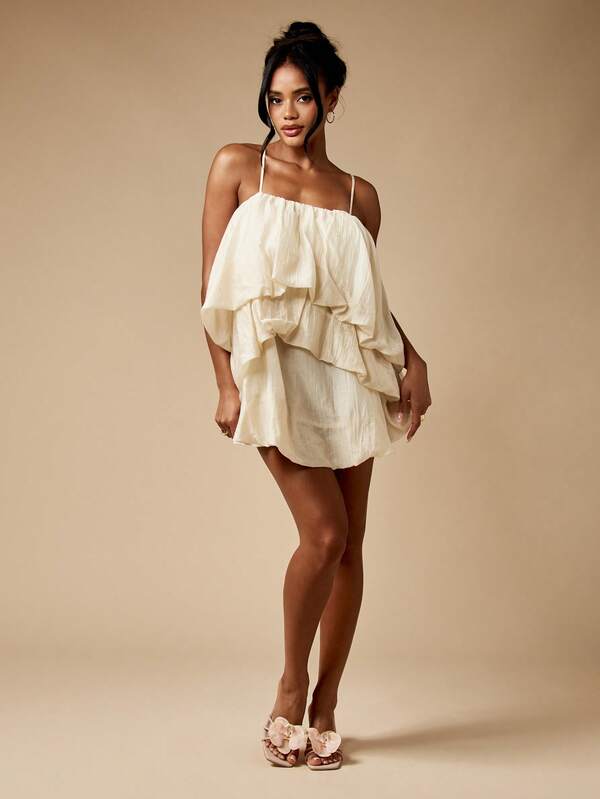 Missguided MISSGUIDED Sleeveless Ruffle Tiered Layer Mini Dress