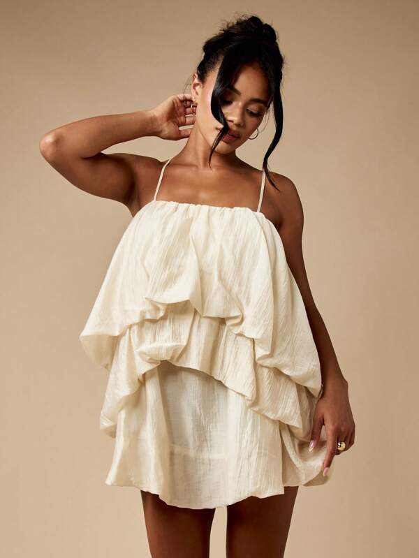 missguided MISSGUIDED Sleeveless Ruffle Tiered Layer Mini Dress