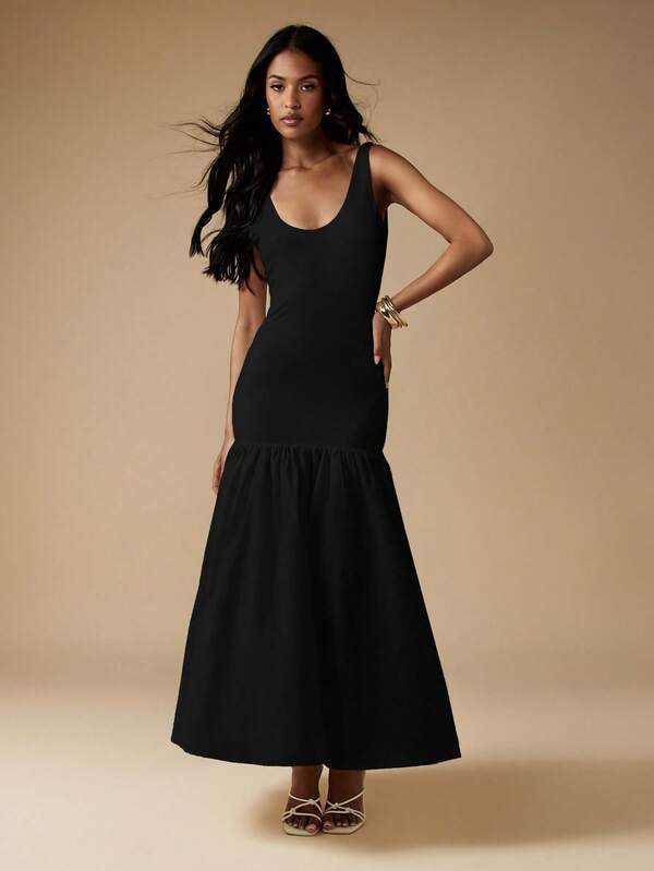 Missguided MISSGUIDED Sleeveless Scoop Neck Midaxi Dress With Drop Waist Flare