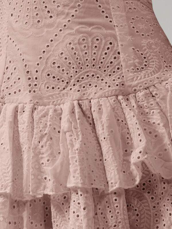 Missguided MISSGUIDED Sleeveless Square Neck Broderie Anglaise Lace Mini Dress