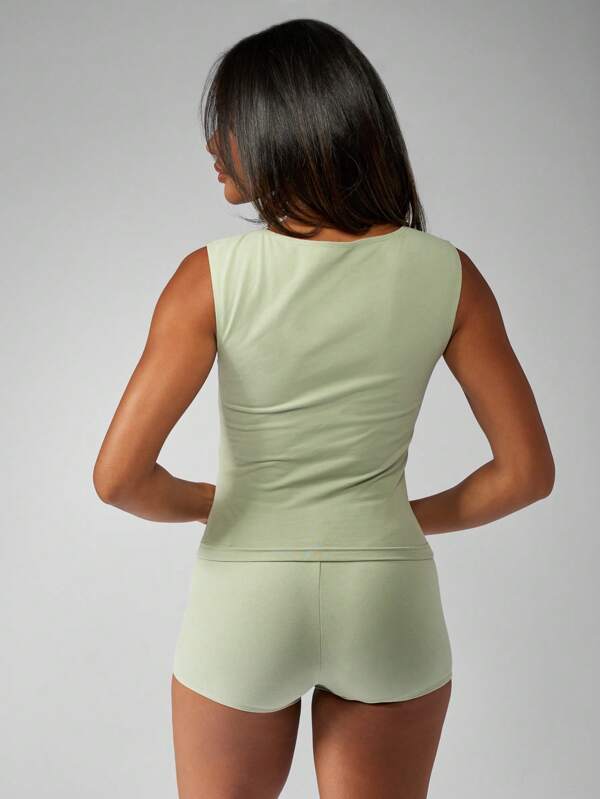 Missguided MISSGUIDED Sleeveless Two-Piece Set Bodysuit Shorts