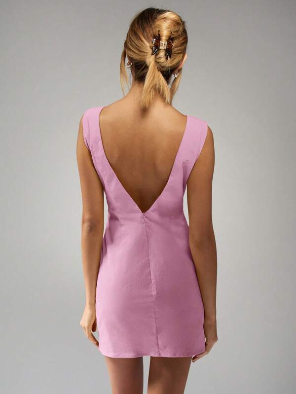 Missguided MISSGUIDED Sleeveless V-Back Bodycon Mini Dress