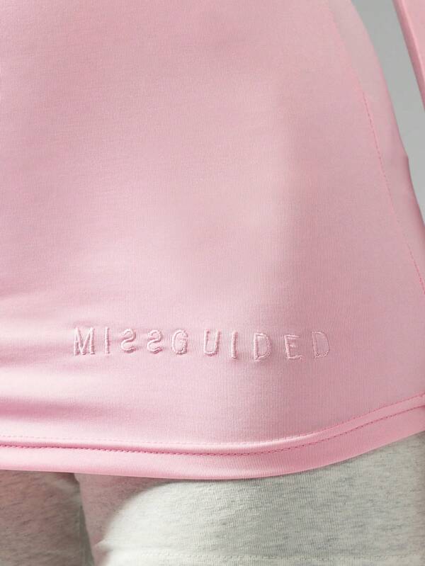 Missguided MISSGUIDED Slim Fit Long Sleeve Wide Neck T-Shirt