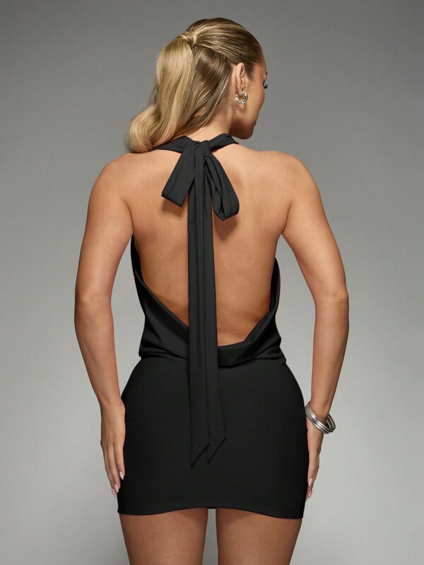 Missguided MISSGUIDED Slinky Cowl Neck Bodycon Mini Dress