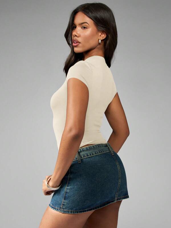 Missguided MISSGUIDED Soft Touch Cap Sleeve Crew Neck T-Shirt