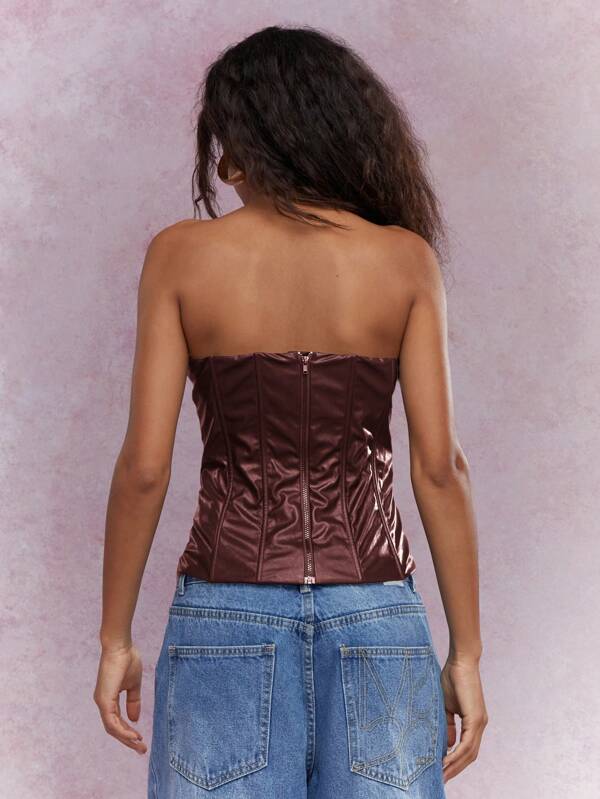 Missguided MISSGUIDED Solid Tube Strapless Simple Top For Summer