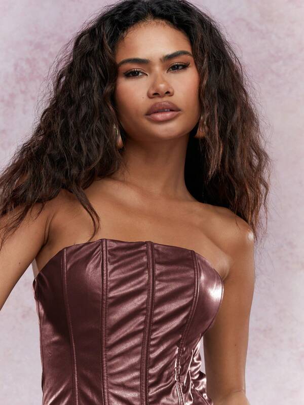 Missguided MISSGUIDED Solid Tube Strapless Simple Top For Summer