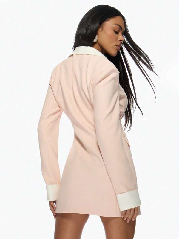 Missguided MISSGUIDED Sophisticated Tailored Fit Mini Dress With Contrast Cuffs