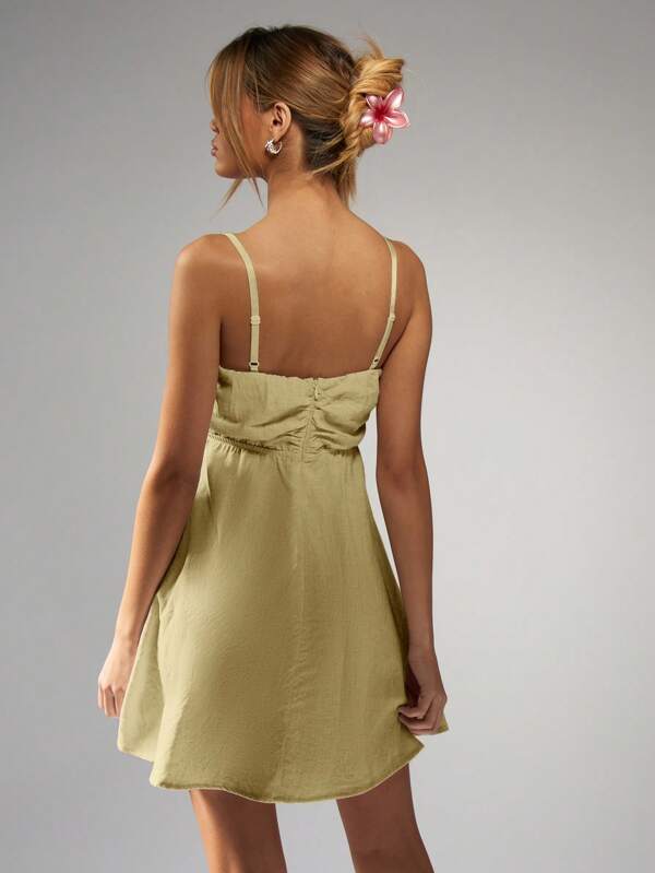 Missguided MISSGUIDED Spaghetti Strap Backless Tie Front Babydoll Mini Dresses