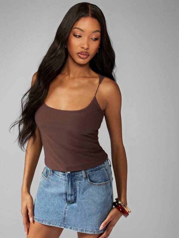 missguided MISSGUIDED Spaghetti Strap Seamless Basic Cami Tank Top
