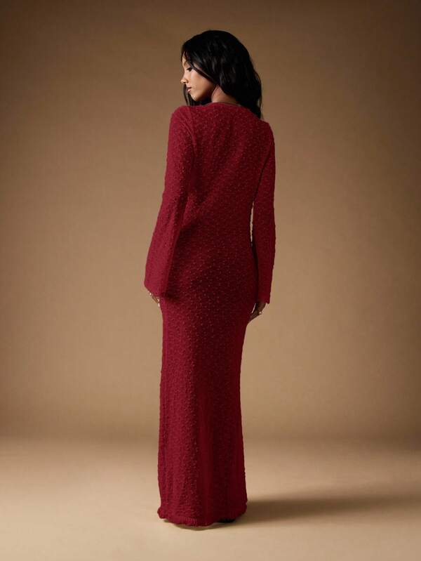 Missguided MISSGUIDED Sparkle Knit Wrap Maxi Dress With Long Sleeves