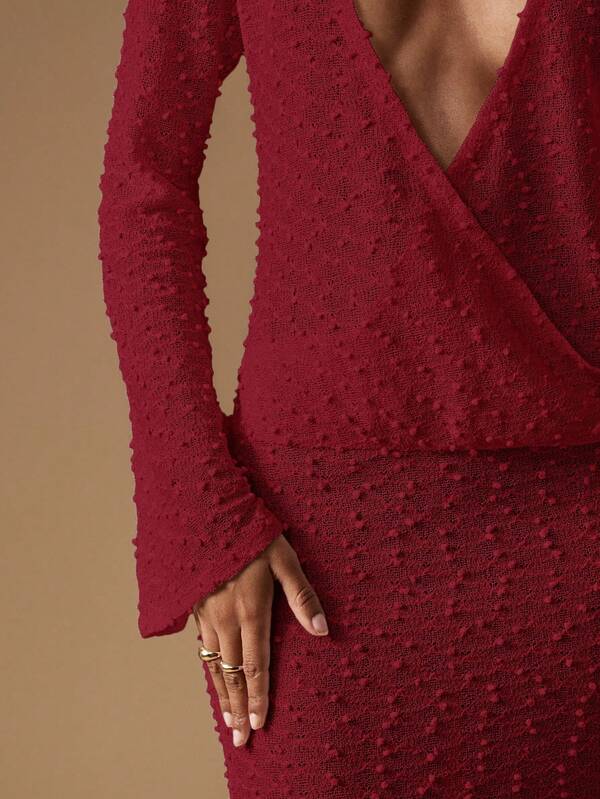 Missguided MISSGUIDED Sparkle Knit Wrap Maxi Dress With Long Sleeves