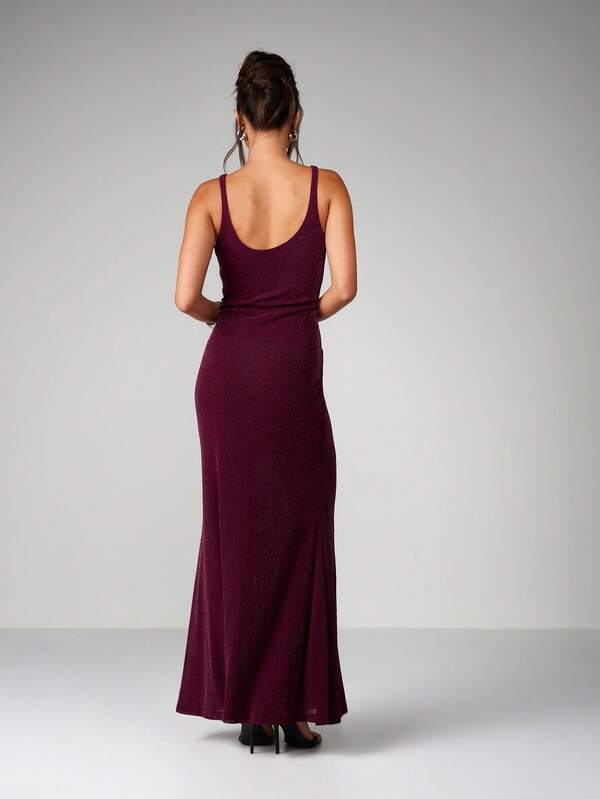 missguided MISSGUIDED Sparkly Bodycon Maxi Dress With Scoop Neck