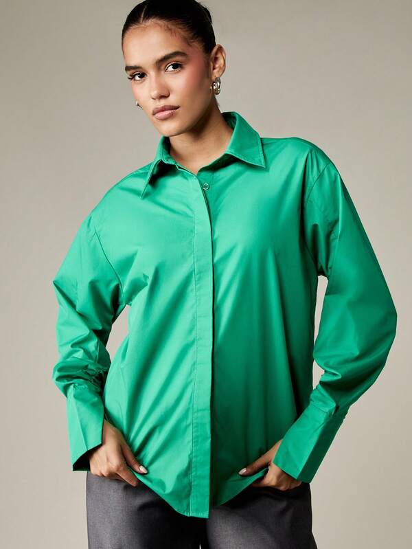 missguided MISSGUIDED Split Sleeve Button Down Collared Shirt With Ruched Details