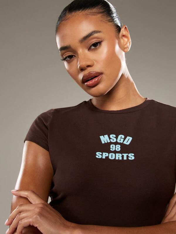 Missguided MISSGUIDED Sports Baby Tee With Text Print