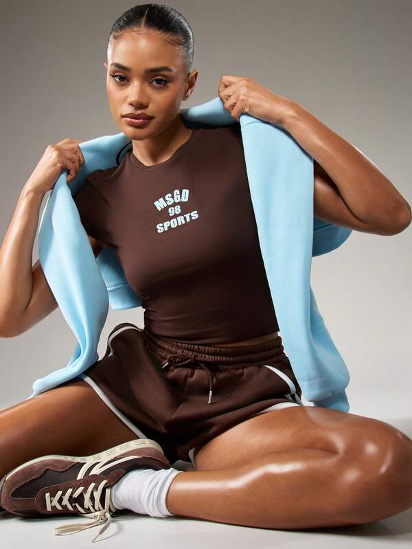 missguided MISSGUIDED Sports Baby Tee With Text Print