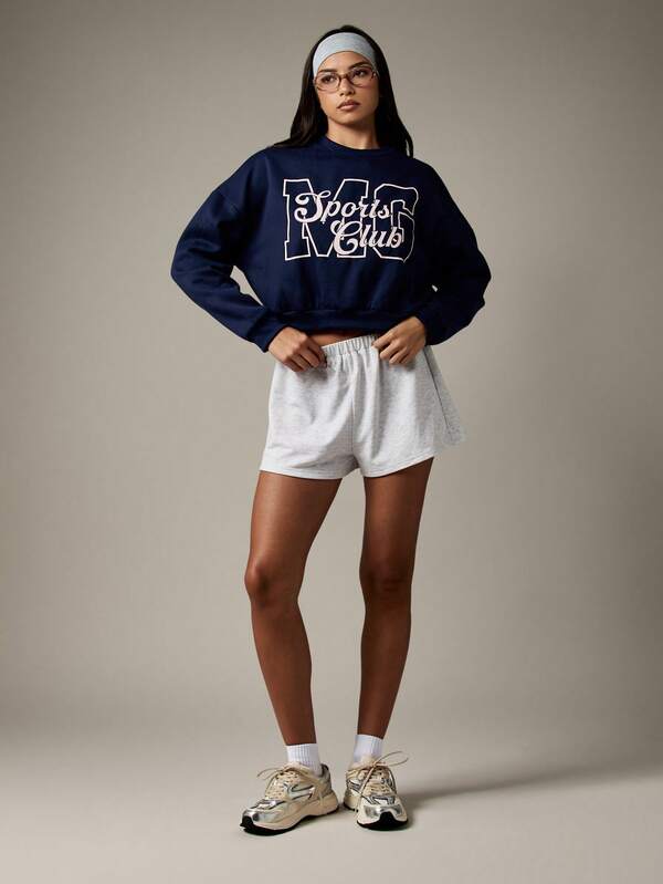 Missguided MISSGUIDED Sports Club Letter Print Sweatshirt With Varsity Logo Design