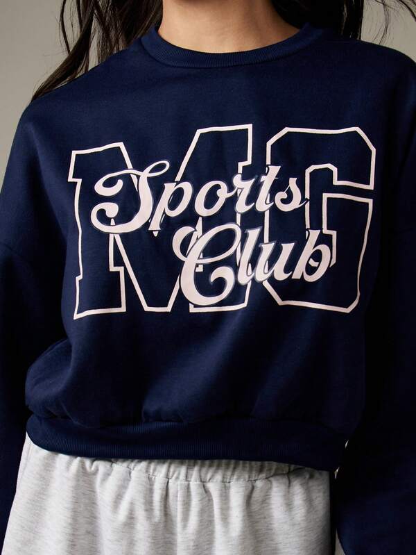 Missguided MISSGUIDED Sports Club Letter Print Sweatshirt With Varsity Logo Design