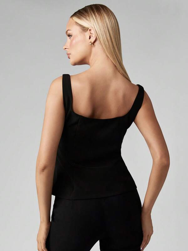 Missguided MISSGUIDED Square Neck Buckle Vest With Cut Out