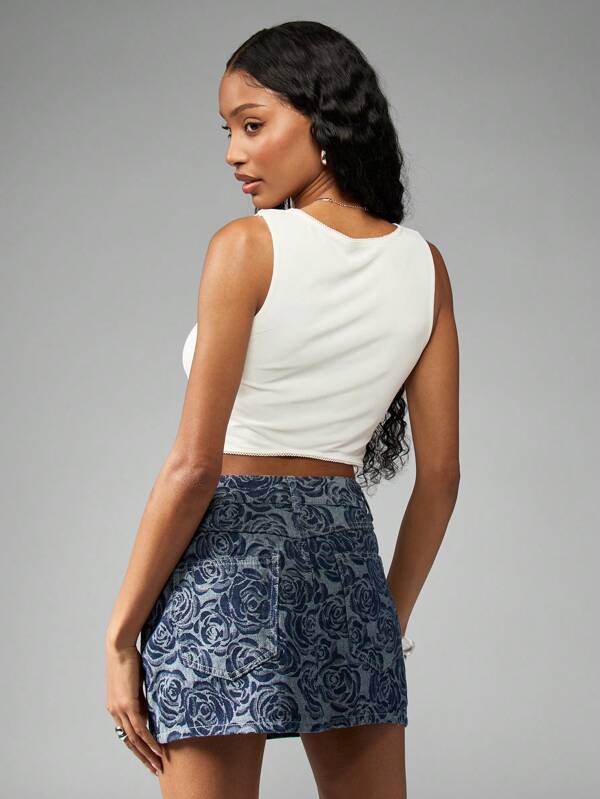 Missguided MISSGUIDED Square Neck Corset Tank Top With Mesh Trim Detail