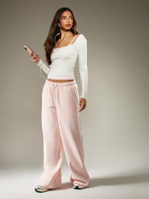 Missguided MISSGUIDED Square Neck Long Sleeve Ribbed Crop Top