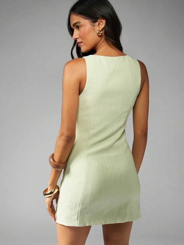 Missguided MISSGUIDED Square Neck Mini Dress With Button Front And Pockets