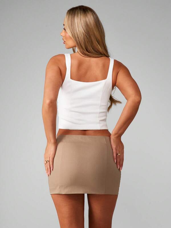 Missguided MISSGUIDED Square Neck Ribbed Crop Top With Ruched Detail