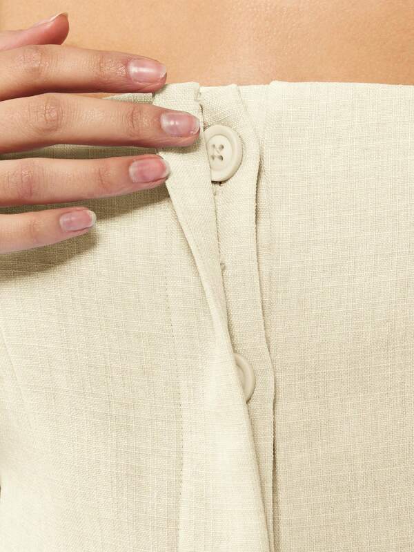 Missguided MISSGUIDED Square Neck Sleeveless Linen Feel Mini Dress