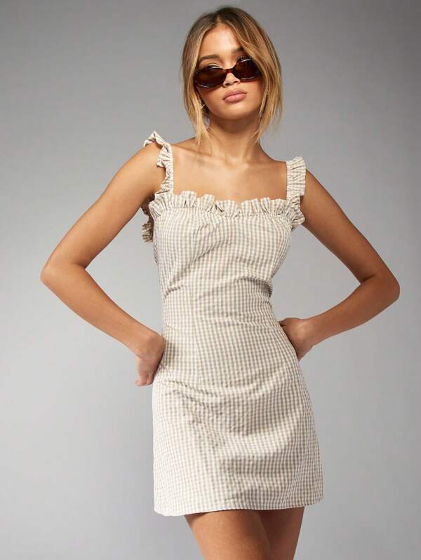 missguided MISSGUIDED Square Neck Striped Sleeveless Mini Dress