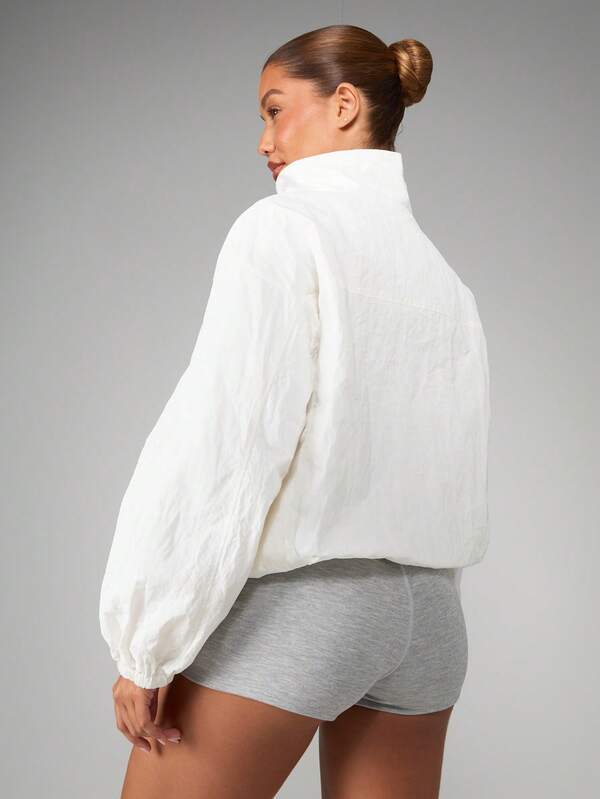 Missguided MISSGUIDED Stand Collar Cropped Windbreaker With Elastic Cuffs