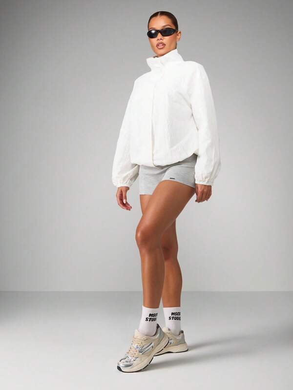 Missguided MISSGUIDED Stand Collar Cropped Windbreaker With Elastic Cuffs