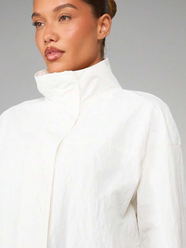 Missguided MISSGUIDED Stand Collar Cropped Windbreaker With Elastic Cuffs