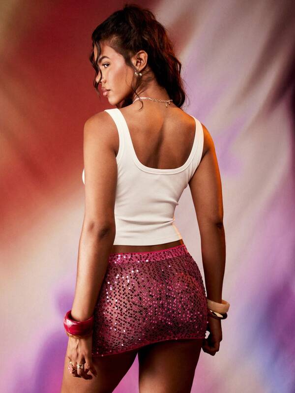 Missguided MISSGUIDED Starfish Crystal Embellished Ribbed Crop Tank Top