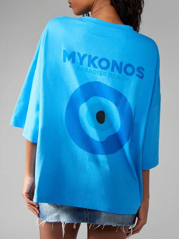 Missguided MISSGUIDED Statement Graphic Oversized Cotton Casual Tee
