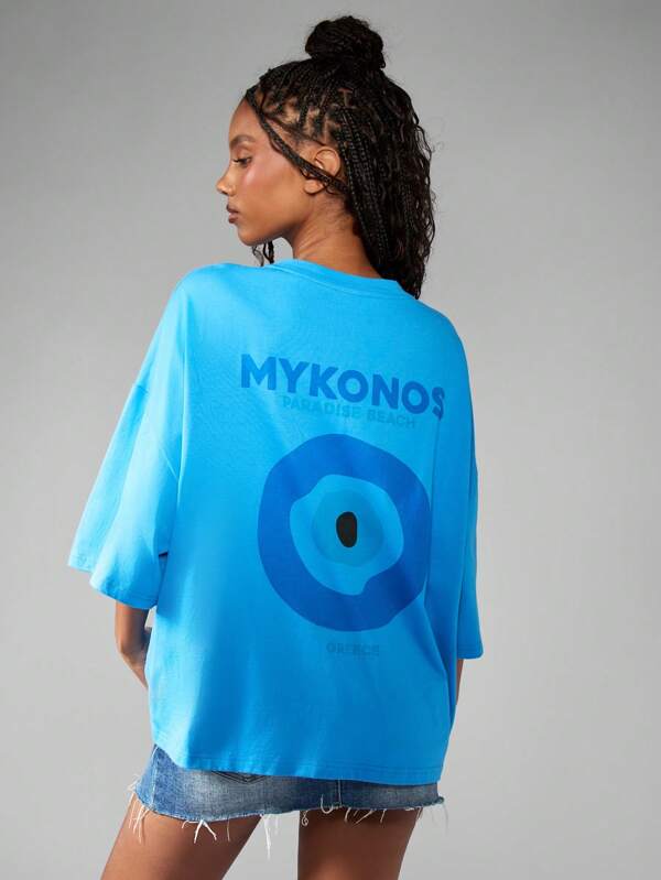 missguided MISSGUIDED Statement Graphic Oversized Cotton Casual Tee