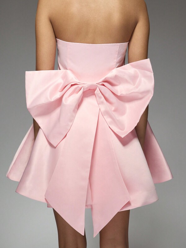 Missguided MISSGUIDED Strapless A Line Mini Dress With Back Bow Detail