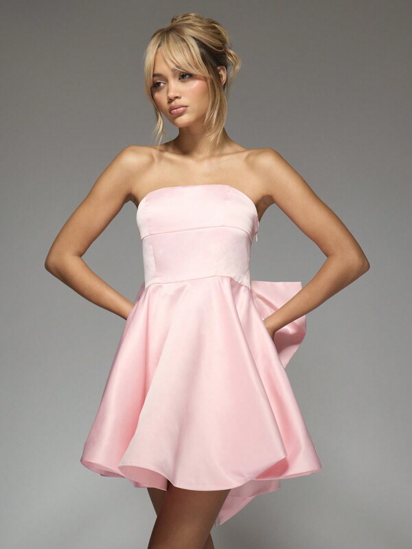missguided MISSGUIDED Strapless A Line Mini Dress With Back Bow Detail