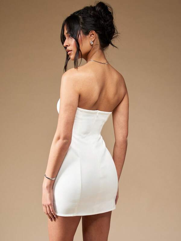 Missguided MISSGUIDED Strapless Bandeau Bodycon Form Fitting Mini Dress
