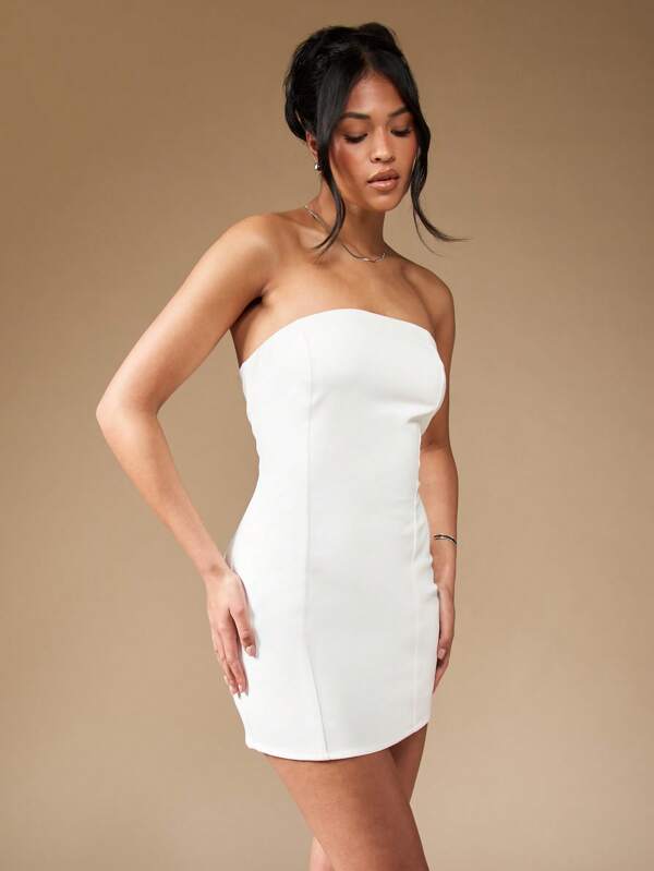 Missguided MISSGUIDED Strapless Bandeau Bodycon Form Fitting Mini Dress