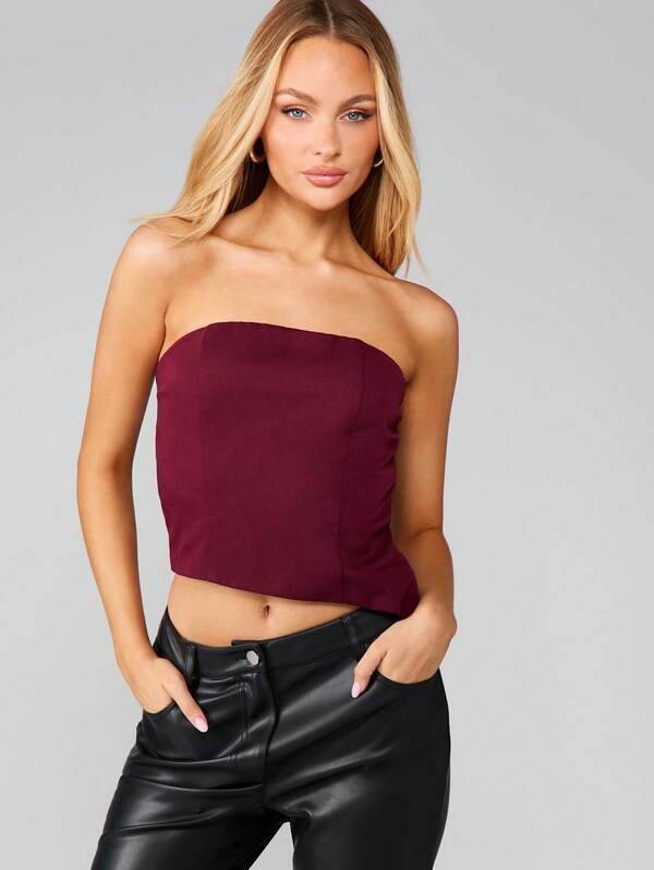 Missguided MISSGUIDED Strapless Bandeau Corset Top With Shaped Hem