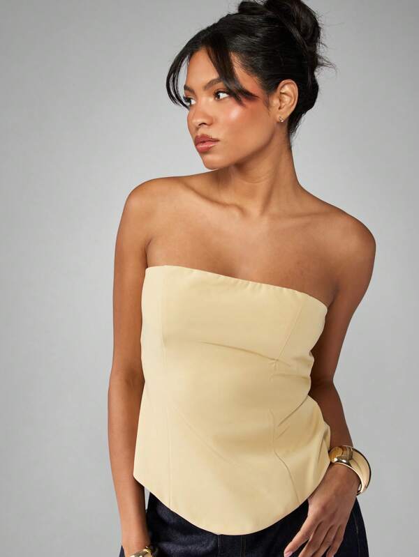 missguided MISSGUIDED Strapless Bandeau Corset Top With Structured Boning