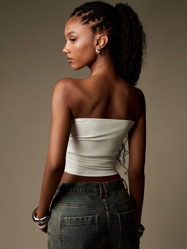 Missguided MISSGUIDED Strapless Bandeau Crop Top With Ruched Detail