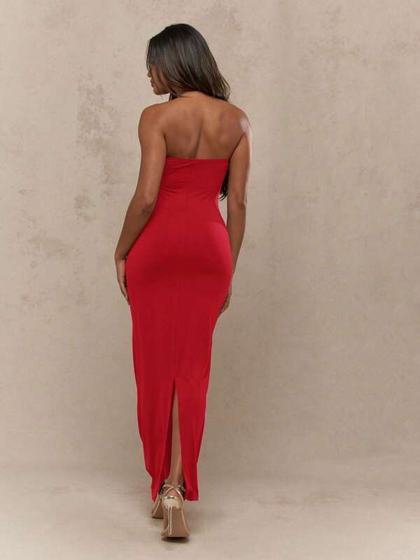 Missguided MISSGUIDED Strapless Bandeau Maxi Bodycon Dress